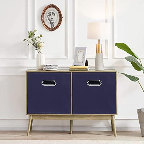Fabric Cubby Storage Bins,13x13x13 Inches,Cube Organizer Bin Foldable Storage Boxes with Dual Handles Fabric Organizer Box and collapsible Storage basket,Set of 8,Navy Blue - Image 4