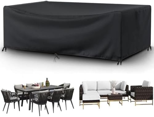 Outdoor Patio Furniture Covers Waterproof 104" L x 64" W x 40" H Rectangular Outdoor Table and Chair Set Cover 600D Wind Dust Proof Anti-UV Durable Patio Sectional Couch Cover 260x160x100cm by Ziewee