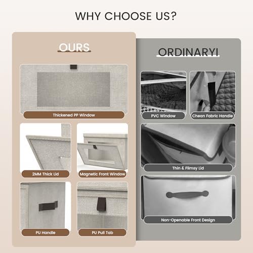 Magnetic Front Opening Fabric Storage Bins with Lids,16.5x11.8x11 in,4Pack - Image 5
