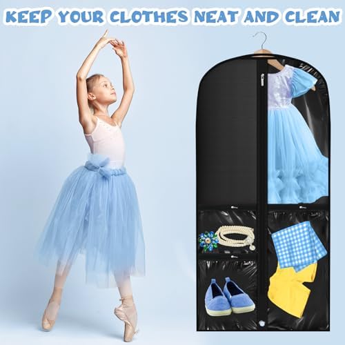 Geelin 14 Pcs Garment Bags for Dance PVC Clear, Black - Image 5