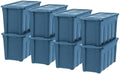 IRIS USA 31 Gallon Eco-Friendly Heavy Duty Storage Totes with Easy-Grip Handles, 8 Pack - Large Bins with Lids Garage Organizing Tubs, Durable Stackable Utility Containers, Made in USA - Navy by IRISUSA