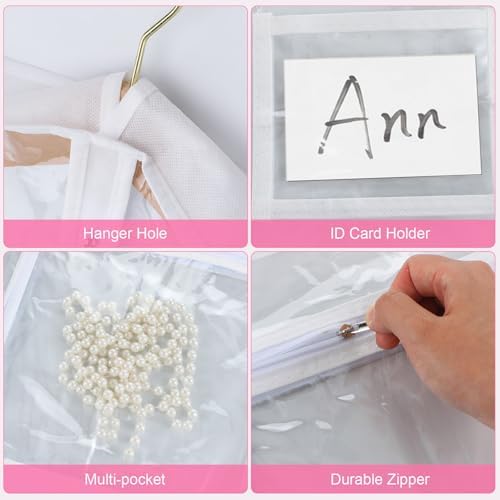 Geelin 14 Pcs Garment Bags for Dance PVC Clear, Translucent White - Image 3