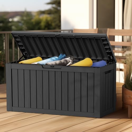 Vixzen 85 Gallon Deck Boxes Outdoor Waterproof, Lockable Outdoor Storage Box for Patio Cushions Storage Furniture,Garden Tools, Pool Supplies, Weatherproof and UV Resistant (Black, 85 Gallon - Image 4