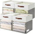 Bagnizer Storage Cubes, 4 Pack Linen Foldable Storage Bins with Clear Window and 2 Handles, 13x15x13 Storage Cube Bins for Shelf Closet, Kallax, Clothes, Books - (Gray / Off-White) by Bagnizer