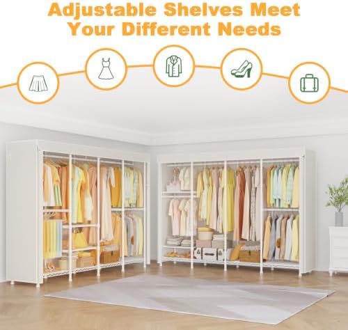 ULIFHOME H41C Clothes Rack with Cover, Covered Clothing Rack Heavy Duty - Image 3