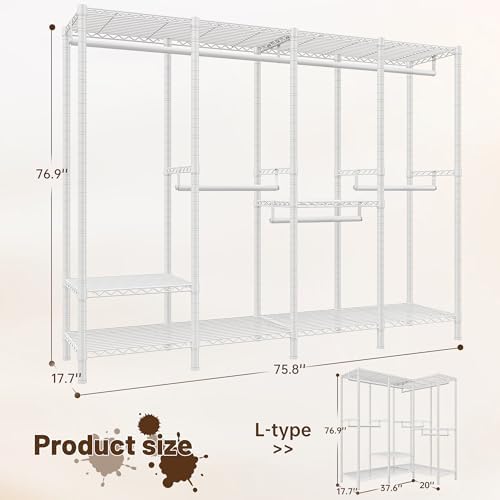 Raybee Clothes Rack, Heavy Duty Freestanding Closet Storage System 1100LBS - Image 3