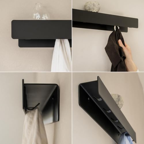 Coat Rack Wall Mount, 2-in-1 Wall Floating Shelf with 8 Hidden Coat Hooks - Image 4