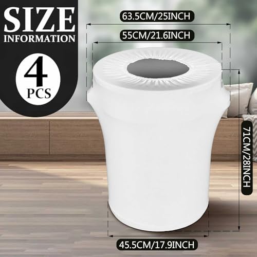 Tanlade 4 Pcs 32 Gallon Stretch Spandex Trash Can Covers Round, White - Image 2