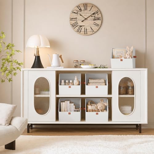 Homsorout Fabric Closet Storage Cubes - 8 Pack Square Storage Bins with Dual Handles for Clothes, Towels, Toys, Cube Storage Organizers for Bedroom, Nursery, Shelves, Closet, Small Spaces, White - Image 4