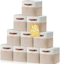 Uiifan 10 Pcs Collapsible Fabric Storage Baskets, 12 x 12 x 12 Inch, Beige by Uiifan