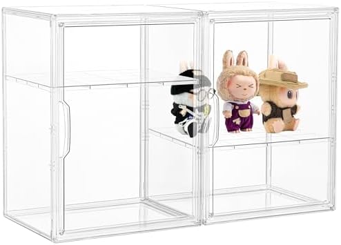 LXLXXL 2 Tier Stackable Acrylic Display Case with Magnetic Lids, 2 Pack by LXLXXL