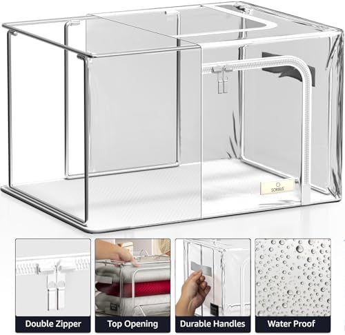 Sorbus Clear Foldable Storage Bins with Metal Frame (Large, 4 Pack) - Image 5