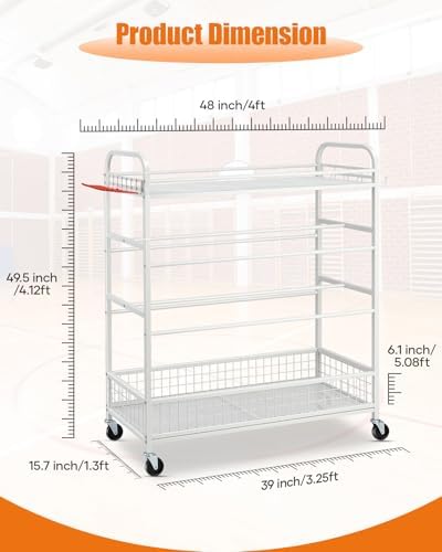 EXTCCT Garage Sports Equipment Organizer - Rolling Ball Storage with Wheels - Image 2