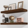 Axeman Floating Shelves, 2 Pack 8 Inch Deep Rustic Solid Wood Wall Shelves for Storage, Wall Mounted Display Shelving with Invisible Heavy-Duty Metal Bracket, 24" W x 8" D x 1.57" H, Walnut Finish by Axeman