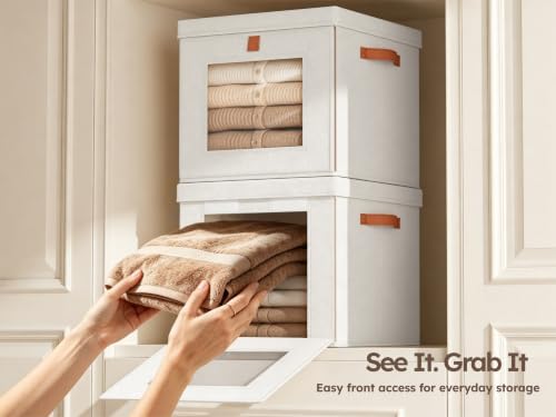 Homsorout Cube Storage Bins with Lids - Front Opening, Clear Window, 6 Pack - Image 4