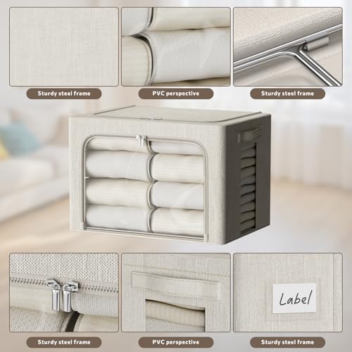 FHSQX 6 Pack Clothes Storage Bins,Beige,16.5x12.2x12.2inch(40L) - Image 5