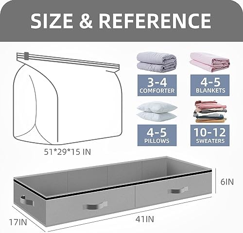 TAILI Under Bed Vacuum Storage Bags for Comforters and Blankets, Save 80% Space, Large Capacity Foldable Under Bed Storage Box for Quilts Pillow Blankets Linen, 41" x 17.7" x 6", Jumbo Vacuum Seal - Image 4