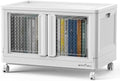 BROVIEW 80Qt Storage Bin with Lid, 20Gal Plastic Stackable Collapsible Storage Bins with Doors Wheels, Closet Organizers and Storage, Foldable Box Cabinet for Home Office Garage,1Pack White Cube by BROVIEW-EnjoytheArtofLife