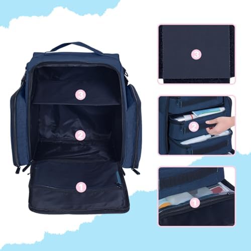 Large Makeup Bag Organizer with 3 Inner Removable Pouches,Blue - Image 5