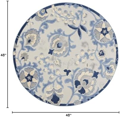 Nourison Home Aloha Blue Grey 4' x Round Area Rug - Easy Clean, Non Shedding, Bed Room, Living Room, Dining Room, Kitchen (4' x Round) - Image 2