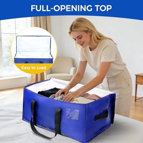 BAGAIL Heavy Duty Moving Bags with Strong Handle, Extra Large Moving Boxes, Storage Tote for Clothes, College Moving Supplies(Dark Blue, 12 Pack) - Image 4