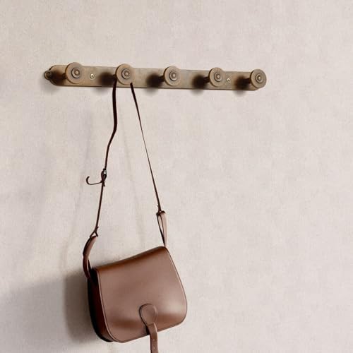 Coat Rack Wall Mounted, Antique Brass Zinc Alloy with 5 Hooks - Image 4