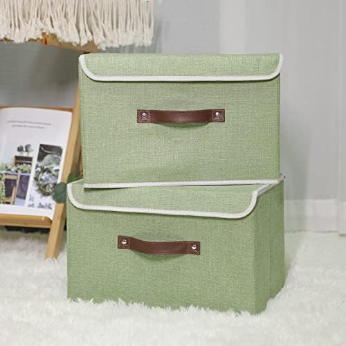 ANMINY Fabric Storage Box Bins with Lids, Green, 13"x9"x7.9", 4 Pack - Image 2