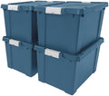 IRIS USA 4-Pack 19 Gal Heavy Duty Lockable Storage Totes with lids, Navy by IRISUSA