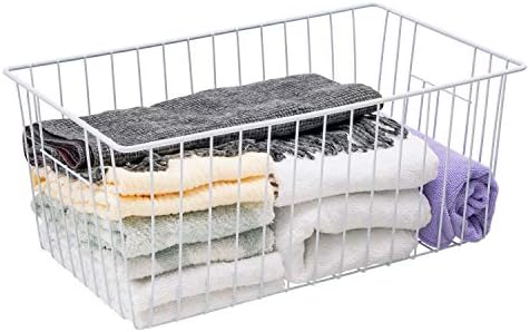 Freezer Baskets Organizer, Refrigerator Metal Wire Storage Divider, Household Container Bins with Handles for Kitchen, Pantry, Cabinet, Closets - Pearl White (6, 16in x 10in x 5.5in) - Image 4