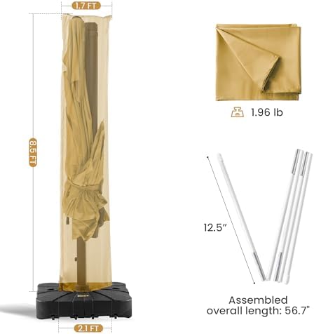 Cantilever Patio Umbrella Cover with Zipper and Rod - Image 5
