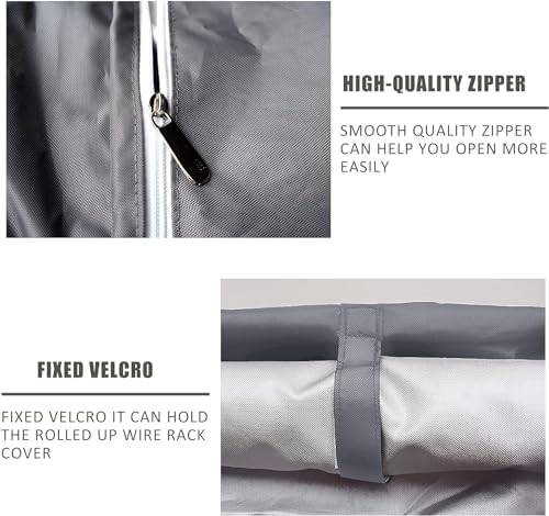Wire Shelf Cover 36"x14"x54", Heavy Duty 600D Oxford Rack Cover with Zipper - Image 6