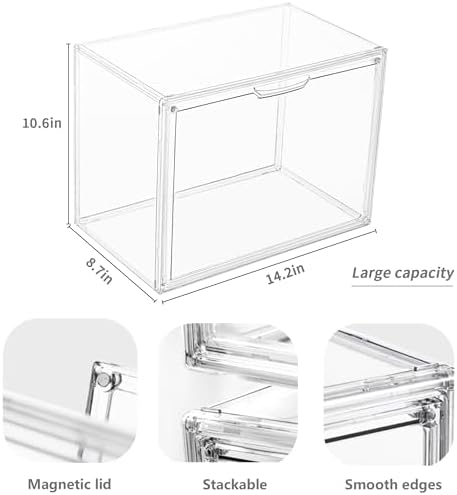 LXLXXL Acrylic Display Case, 4-Pack XL Stackable Bins with Magnetic Lid - Image 2