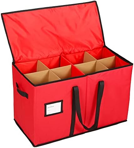 Sattiyrch Christmas Figurine Storage Box & Nutcracker Storage Container, 600D Canvas,Keeps 8 Holiday Figurines,15 Inches,Adjustable Area & Pockets for Decorations - Image 2
