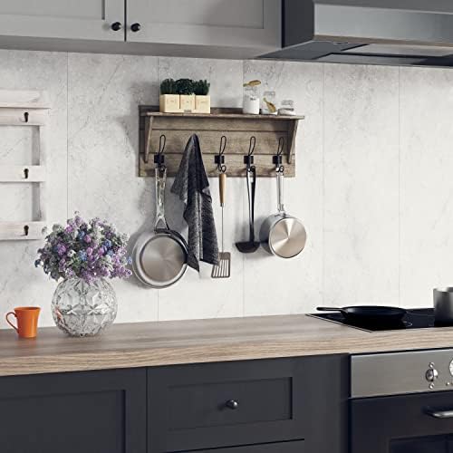 EMMA + OLIVER Rustic Wall Hanging Storage Rack - Image 5