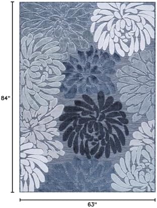 Luul Home Floral Indoor Outdoor Rugs 5x7 Large Area Rug for Living Room, Patio Decor, Kitchen, and Entryway Rug, Washable Stain Resistant Outside Carpet Navy 5 x 7 - Image 2