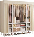 Portable Closet with Cover 55.1"x17.7"x65.7" Wardrobe Closet Pale Yellow by WEALTHYHEART