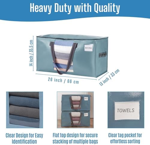 VENO Moving Bags, Wide Open Top, Clear Window, Light Blue, 8 Pack - Image 3