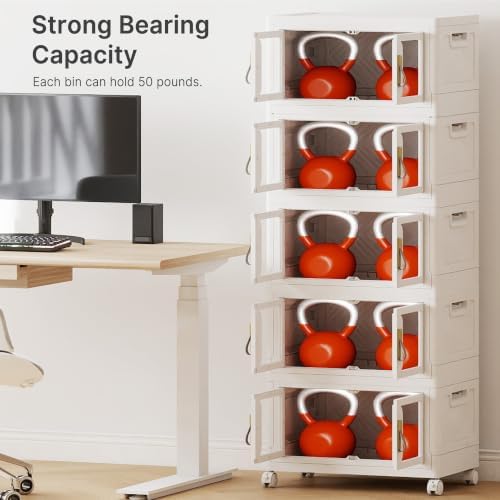 420QT Stackable Storage Bins with Lids, 105Gal Foldable Storage Cabinets - Image 4