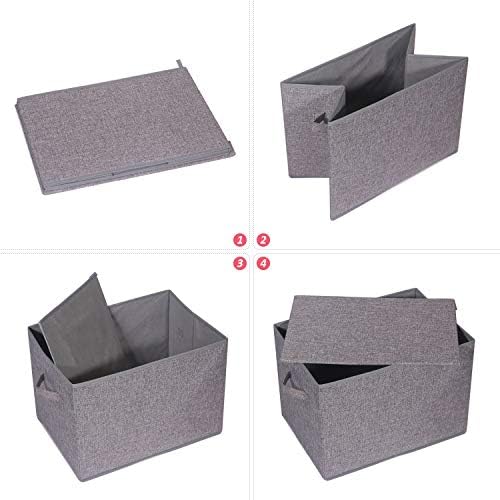 TENABORT 5 Pack Large Foldable Storage Box with Lids Fabric Storage Cube Organizer Cloth Containers Bins Baskets for Closet Clothes Clothing Bed Room - Image 4