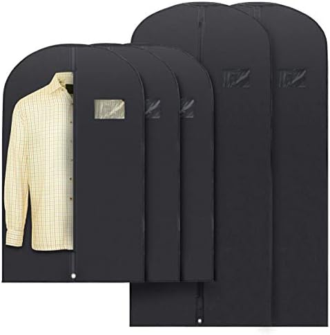 Plixio Garment Bags Suit Bag for Travel and Clothing Storage of Dresses, Dress Shirts, Coats— Includes Zipper and Transparent Window (Black - Mixed Sizes: 20 Pack) - Image 6