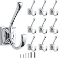 10 Pack Decorative Heavy Duty Towel Hooks for Hanging Robe Double Polished Chrome Coat Hooks Wall Mounted with Screws for Key, Towel, Bags, Cup, Hat by CABDM