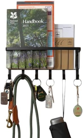 simplywire – Letter and Key Holder - Wall Mounted – 6 Hooks - Matt Black by simplywire