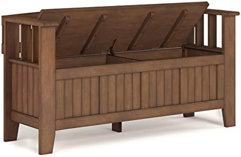 SIMPLIHOME Acadian SOLID WOOD 48 Inch Wide Transitional Entryway Storage Bench in Rustic Natural Aged Brown, For the Living Room, Entryway and Family Room - Image 5
