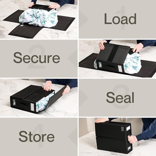 LOFT + IVY Sheet Organizers and Storage – Bed Sheet Holders Box for Linen Closet, Foldable Bedding Storage with Handles, Label Slot, Closure - Image 6