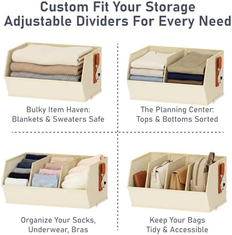 Hanging Closet Organizer Extra Large, Clothes Hanging Shelves for Closet with Divider, Collapsible Closet Storage System, Fabric Storage Bins for Home, Dorm, Rv, Sweaters, Handbags, Underwear, Sock - Image 5
