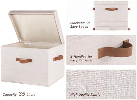 StorageWorks Fabric Storage Bins with Lids, Closet Storage Bins - Image 3