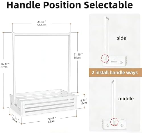 BAMBOOHOMIE Baby Clothing Rack for Toddler, Pets Clothes Rack with Storage Box & Adjustable Hanging Rod for Dogs/Cats, Baby Shower Clothes Closet Rack with Handle for Nursery Room (White, Baby) - Image 3