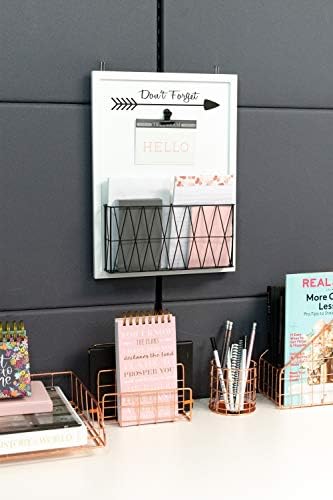 BLU MONACO | Wall Mail Organizer for Home in Rustic White Wood | Wall Mounted Document Holder with Metal Basket | Office Mailbox Wall Mount and Outgoing Mail Holder - Image 6