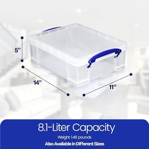 Really Useful Box Stackable 8.1L Plastic Storage Container, 5 Pack - Image 3