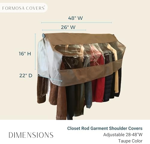 Garment Cover for Closet Rod and Portable Clothing Rack Shoulder Dust Cover - Protect Your Wardrobe in Style - Adjustable to fit 26" to 48" long - 6 Pack - Image 4
